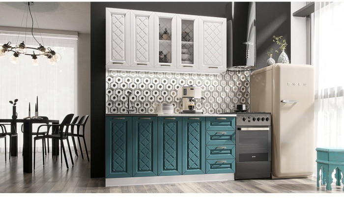 Кухня МДФ Агава 1600 (антрацит, Белый)