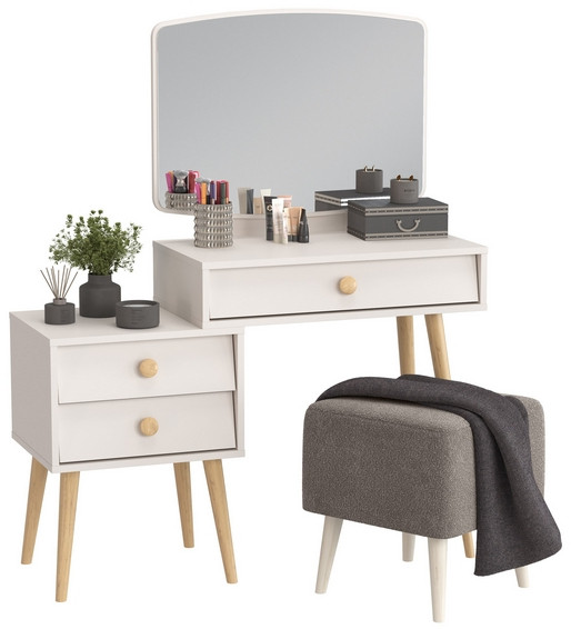 Афина Спальня 4-25901М1к.с. Трюмо + Банкетка 6-5133ТКВсерый Куби, цвет кашемир серый/ткань серая, ШхГхВ 105х38,6х129 + 41х41х45 см., универс. сб.