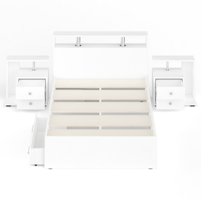 Камелия Кровать с ящиками 1200 + две тумбы, белый