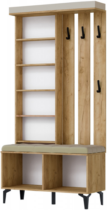 Модульная прихожая Милан, набор 2, Крафт золотой/Кашемир