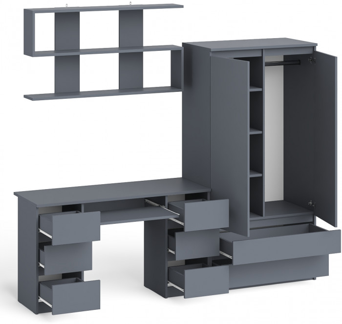 Мори компьютерный стол МС-2 + Шкаф МШ900.1 + Полка 1200, графит