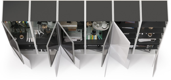 Сидней Комплектация № 019, корпус: белый/чёрный/фасады: МДФ белый глянец