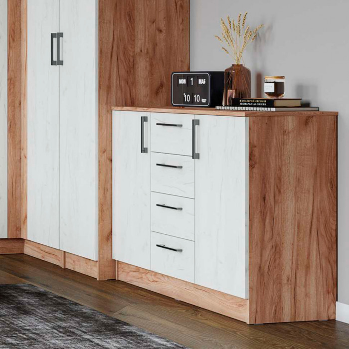 Спальня Вегас Комод дуб крафт табачный/дуб крафт белый