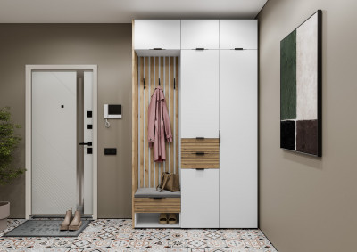 Прихожая Ома, набор №4, Белый/Дуб Тортуга, Simple 27