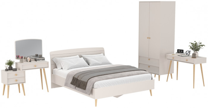 Афина Спальня 08-1600, цвет кашемир серый, сп.м. 1600х2000 мм., б/м, основание есть - фанера