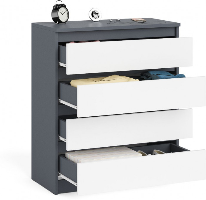 Мори Комод МК800.4, цвет графит/белый, ШхГхВ 80,4х41х94 см.
