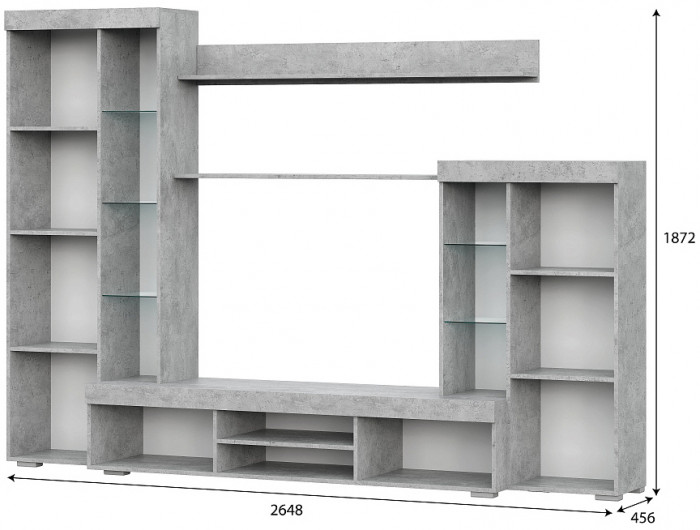 Стенка в гостиную МГС 5, цемент светлый/белый