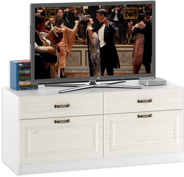 Ливерпуль Тумба, цвет ясень ваниль/белый, ШхГхВ 140х49,3х60,8 см.