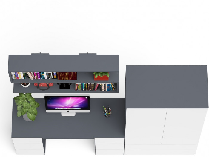 Мори компьютерный стол МС-2 + Шкаф МШ900.1 + Полка 1200, графит/белый