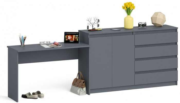 Мори письменный стол МСП1200.1 + Комод МК1600.1, графит