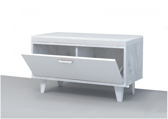 Эго Обувница ОБ-1 НГ (Глянец Белый/Бетон Светлый)