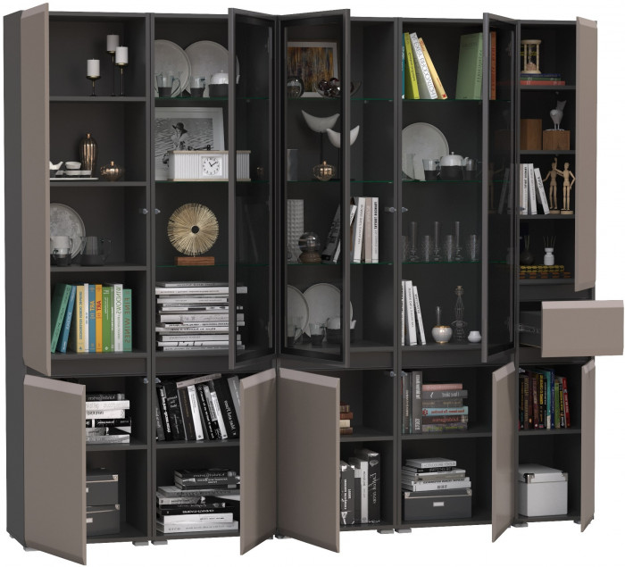 Сидней Комплектация № 020, корпус: антрацит/фасады: МДФ веллюто капучино