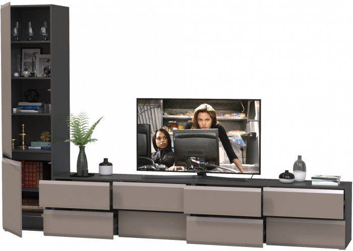 Сидней Комплектация № 127, корпус: антрацит/фасады: МДФ веллюто капучино