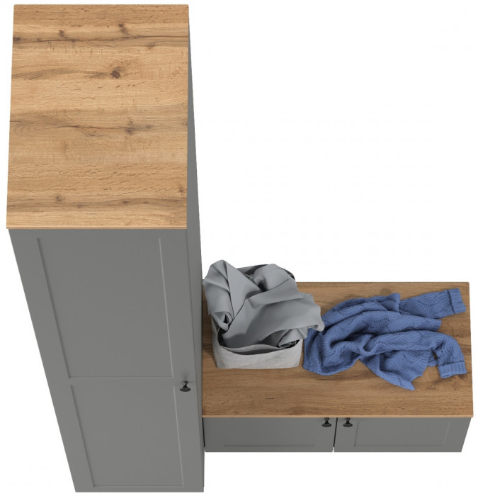 Остин Прихожая 11, цвет серый графит/дуб крафт золотой, ШхГхВ 120х54,3х229,6 см., универсальная сборка