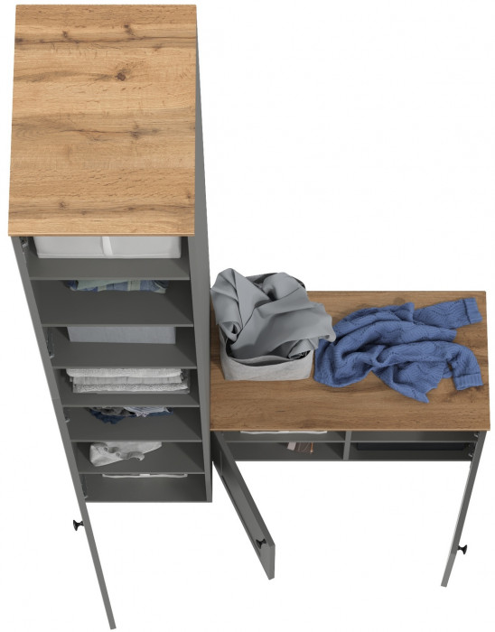 Остин Прихожая 11, цвет серый графит/дуб крафт золотой, ШхГхВ 120х54,3х229,6 см., универсальная сборка