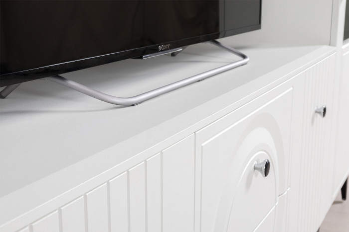 Валенсия Гостиная 16.45 Тумба под ТВ + 16.45 Тумба под ТВ, ЛДСП белый шагрень/МДФ белый шагрень