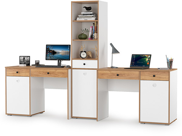 Вуди Компоновка № 10, цвет белый премиум/дуб крафт золотой, ШхГхВ 265х52,7х180,3 см., универсальная сборка