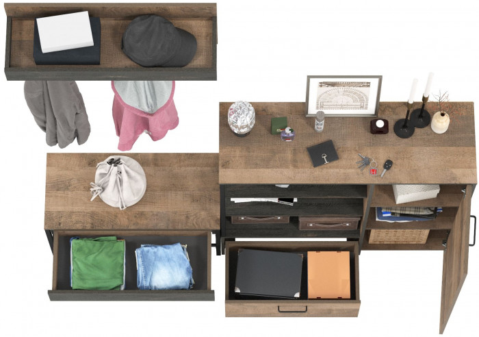 Трувор Прихожая 181, цвет дуб гранж песочный/интра, ШхГхВ 189х36,9х195 см., универсальная сборка