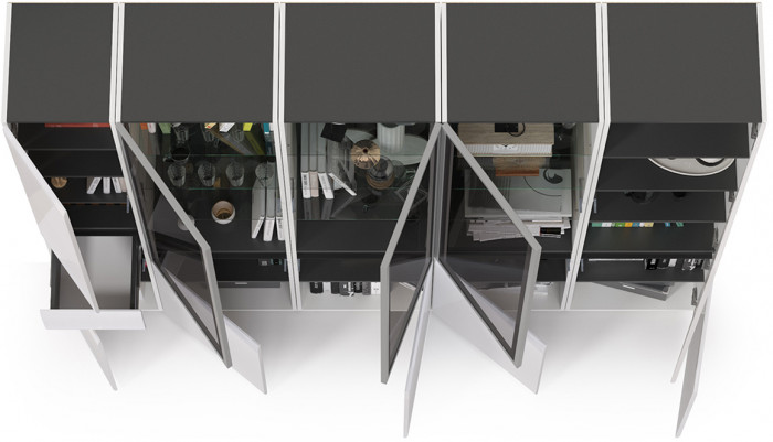 Сидней Комплектация № 020, корпус: белый/чёрный/фасады: МДФ белый глянец