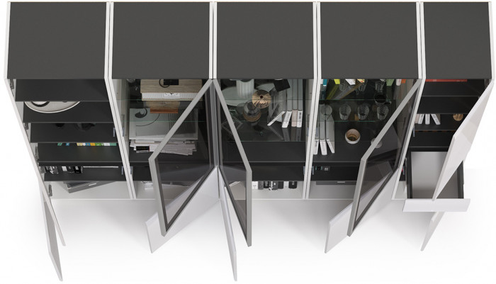 Сидней Комплектация № 020, корпус: белый/чёрный/фасады: МДФ белый глянец