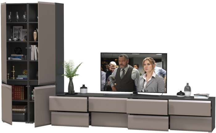 Сидней Комплектация № 128, корпус: антрацит/фасады: МДФ веллюто капучино