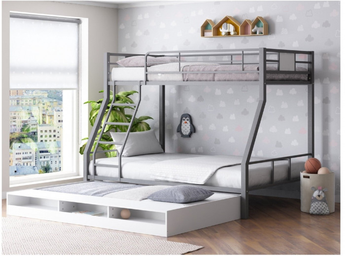 Двухъярусная кровать Гранада 1КВ (ясень шимо темный, Слоновая кость)