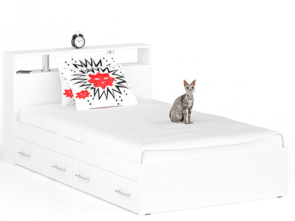 Камелия Кровать с ящиками 1200, белый