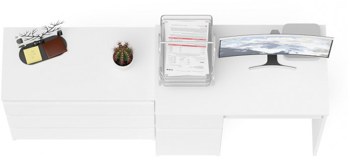 Мори Стол компьютерный МС-1 левый + Комод МК800.1, цвет белый, ШхГхВ 170,4х50х76,6 см., выдвижной ящик слева, НЕ универсальная сборка