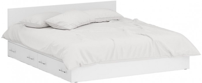Кровать с ящиками 1800 + Пенал Стандарт, цвет белый, ШхГхВ 183,5х203,5х70 + 45х52х200 см., сп.м. 1800х2000 мм., без матраса, основание есть