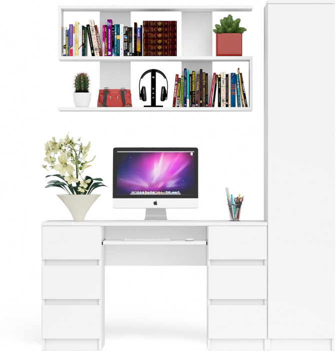 Мори компьютерный стол МС-2 + Пенал МШ400.1 + Полка 1200, белый