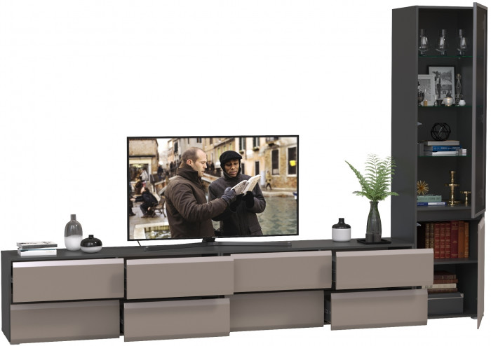 Сидней Комплектация № 129, корпус: антрацит/фасады: МДФ веллюто капучино