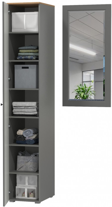 Остин Прихожая 12, цвет серый графит/дуб крафт золотой, ШхГхВ 99,5х54,3х229,6 см., универсальная сборка