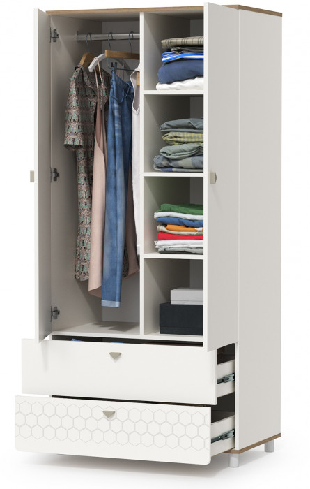 Эйп 13.334 Шкаф для одежды, белый/дуб белый