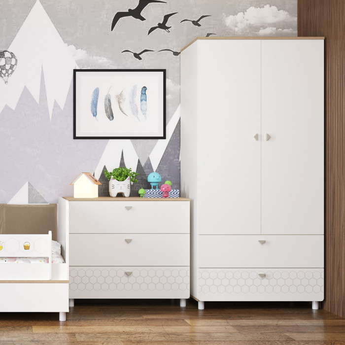 Эйп 13.334 Шкаф для одежды, белый/дуб белый