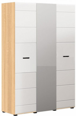 Нэнси New МДФ Шкаф 3-дверный (Дуб Сонома, Белый глянец)