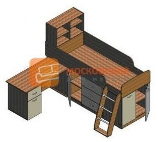 Детская кровать-чердак Дюймовочка-1, Венге / Дуб молочный