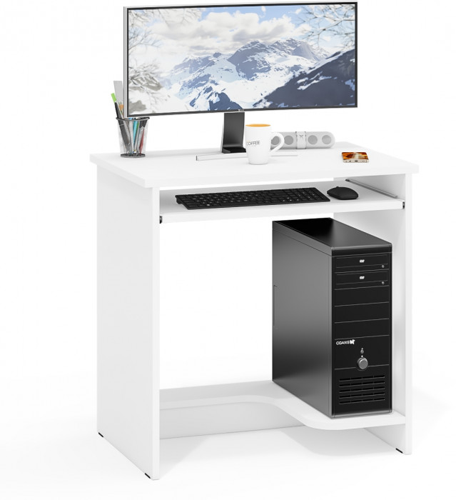 Стол компьютерный С-МД-СК11-1, цвет белый шагрень, ШхГхВ 74,6х50х75 см., НЕ универсальная сборка