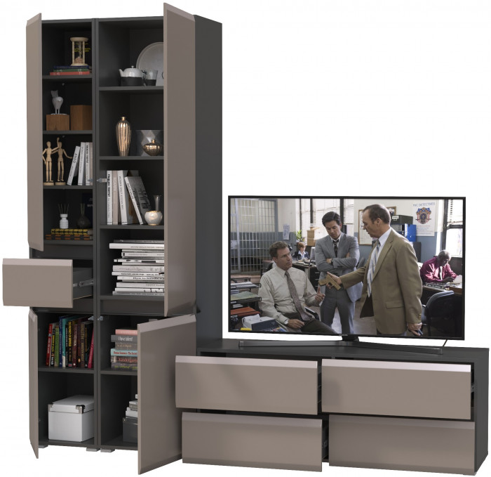 Сидней Комплектация № 022, корпус: антрацит/фасады: МДФ веллюто капучино