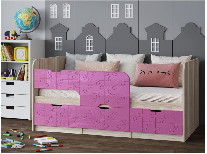 Детская кровать Юниор-9, 80х160 (Цитрус глянец, Ясень шимо светлый)