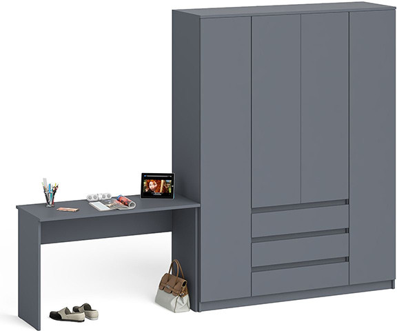 Мори письменный стол МСП1200.1 + Шкаф МШ1600.1, графит