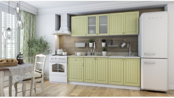 Кухня МДФ Хозяюшка 2000 (Мускат, Белый)