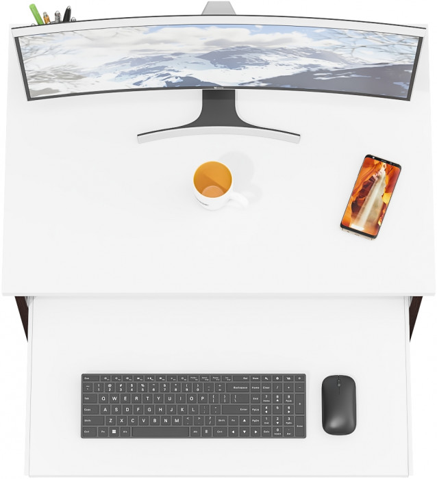 Стол компьютерный С-МД-СК11-1, цвет венге/белый шагрень, ШхГхВ 74,6х50х75 см., НЕ универсальная сборка