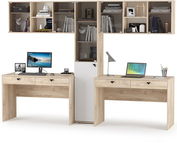 КР100 Бостон № 17, цвет дуб эндгрейн элегантный/фасады МДФ милк рикамо софт, 12.69+10.51+13.155+12.69+10.51, ШхГхВ 269х57,2х194,4 см., ун. сборка