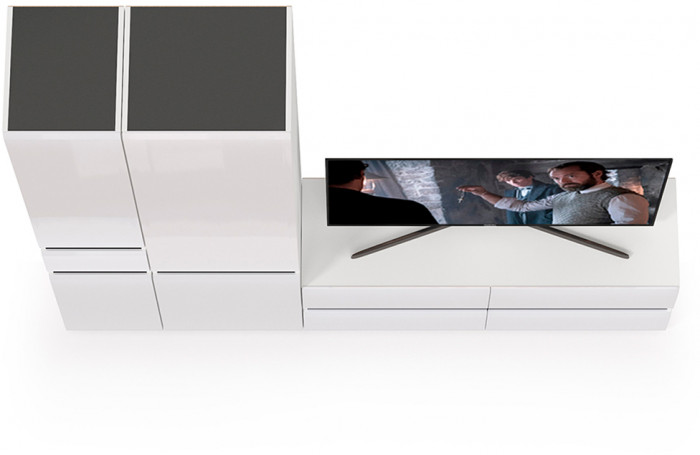 Сидней Комплектация № 022, корпус: белый/чёрный/фасады: МДФ белый глянец