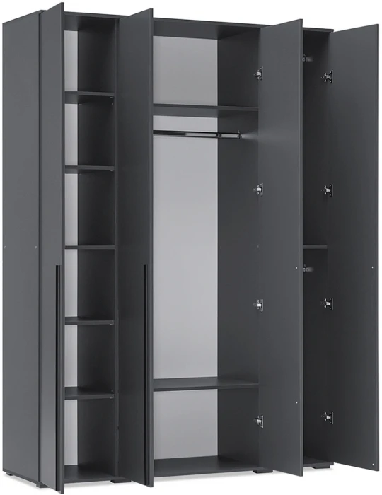 Прямая композиция шкафов Норд, Графит/Графит софт