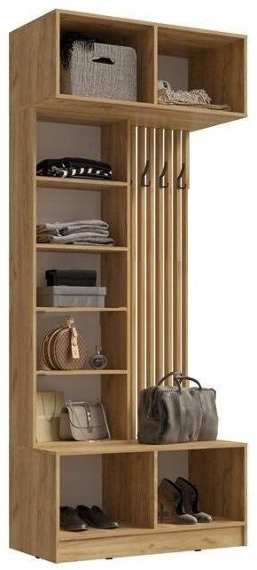 Модульная прихожая Роджина, композиция 1 (Белый глянец, Дуб Крафт Золотой)