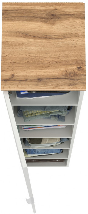 Октава 13.228 Шкаф-пенал, белый шагрень/дуб крафт золотой/фасады МДФ белый шагрень