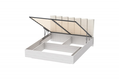 Кровать 1,4 арт.031-М1 (Полосы) - Ясень Анкор Светлый/Sontex Milk (ПМ)