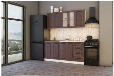 Кухня МДФ Агава 1600 (лиственница темная, Белый)