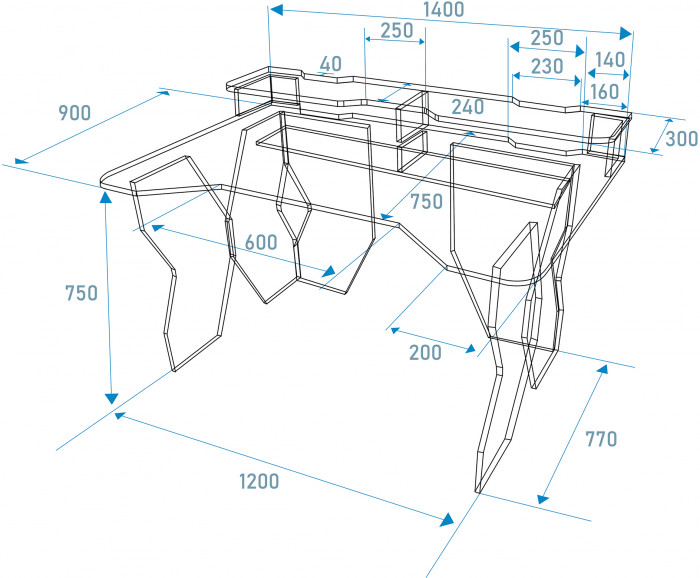 Стол компьютерный С-МД-СК5-1400, цвет венге/кромка белая, ШхГхВ 140х90х75 см. (Стол для геймера Краб-5)